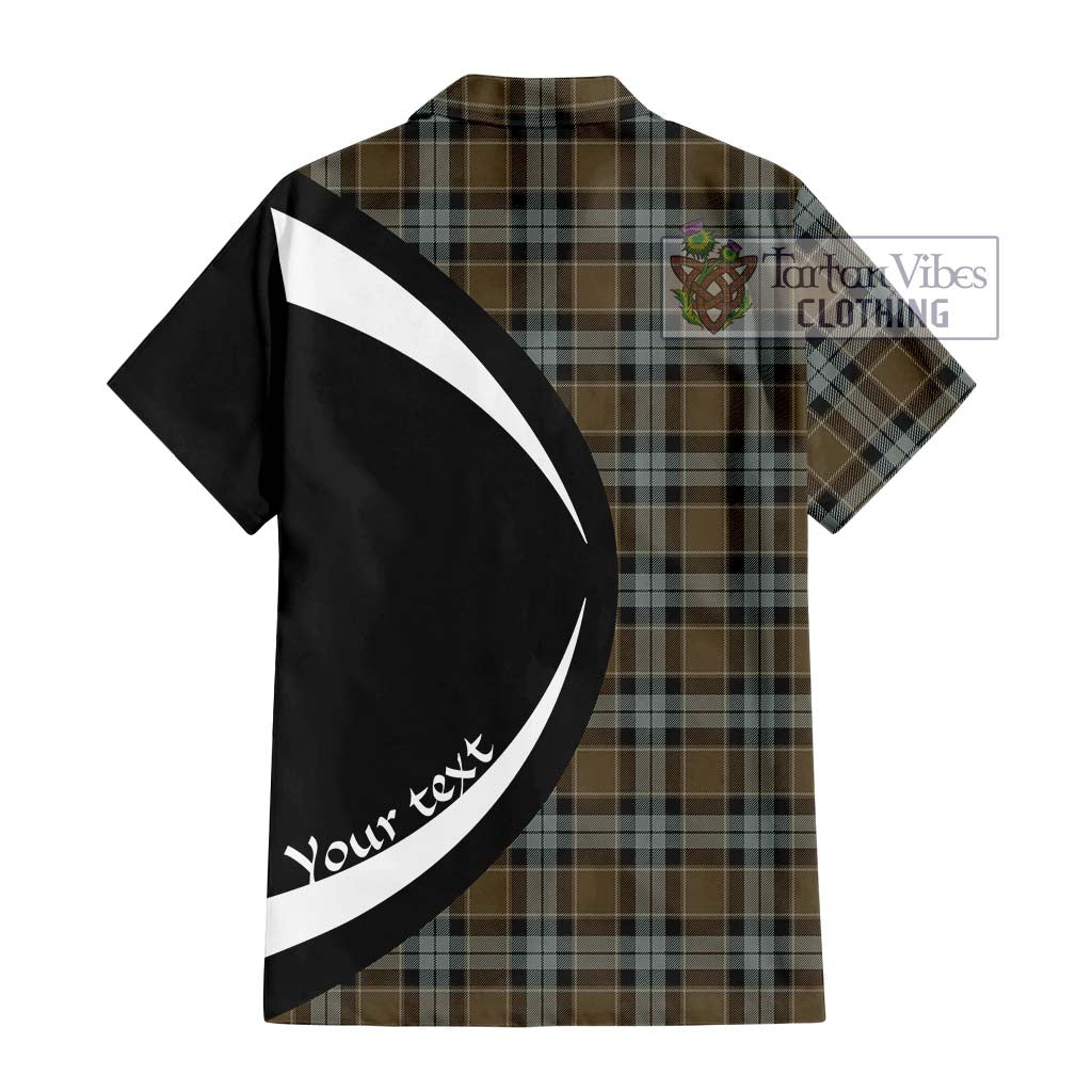 Graham of Menteith Weathered Tartan Short Sleeve Button Up with Family Crest Circle Style - Tartan Vibes Clothing