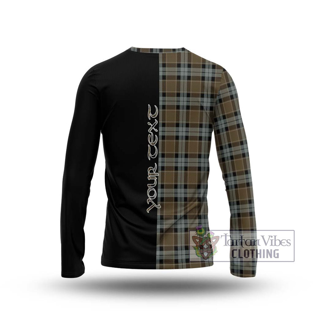 Graham of Menteith Weathered Tartan Long Sleeve T-Shirt with Family Crest and Half Of Me Style - Tartanvibesclothing Shop