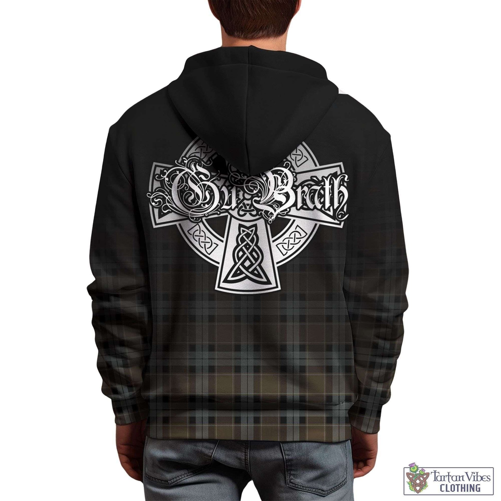 Tartan Vibes Clothing Graham of Menteith Weathered Tartan Hoodie Featuring Alba Gu Brath Family Crest Celtic Inspired