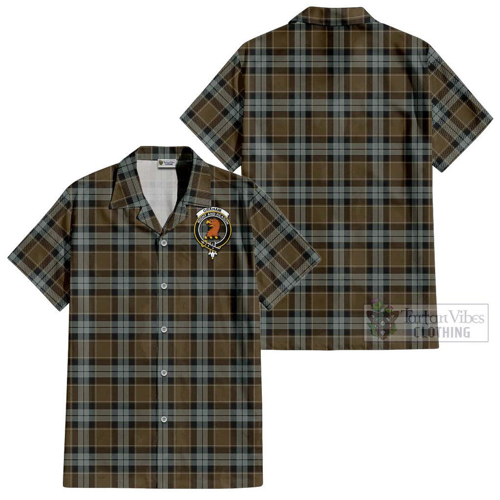 Graham of Menteith Weathered Tartan Cotton Hawaiian Shirt with Family Crest Kid - Tartan Vibes Clothing