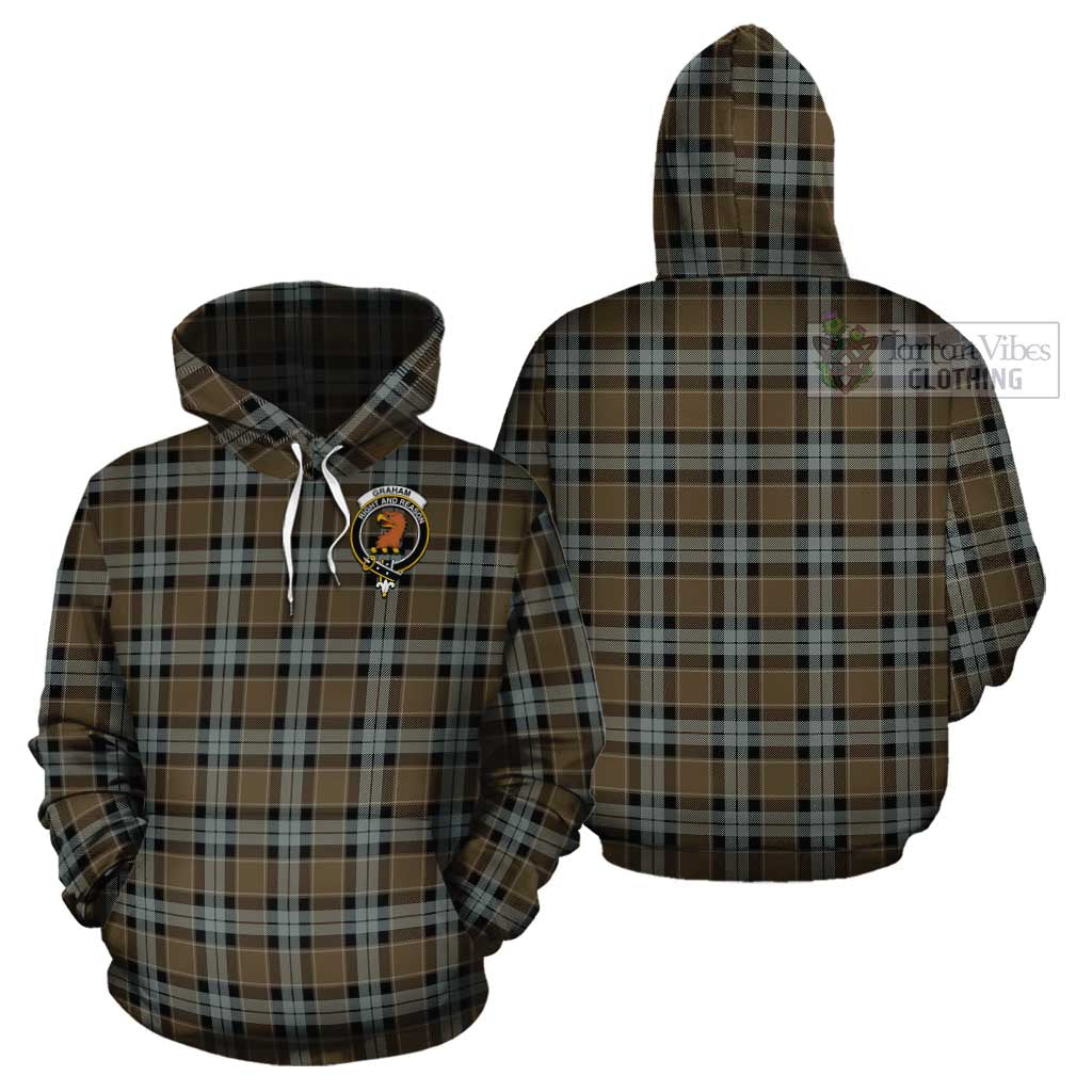 Tartan Vibes Clothing Graham of Menteith Weathered Tartan Cotton Hoodie with Family Crest