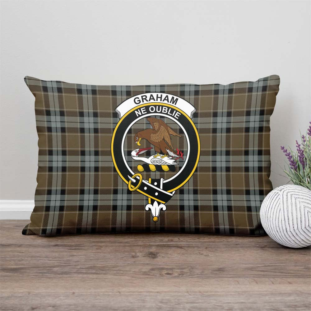 Graham of Menteith Weathered Tartan Pillow Cover with Family Crest Rectangle Pillow Cover - Tartanvibesclothing