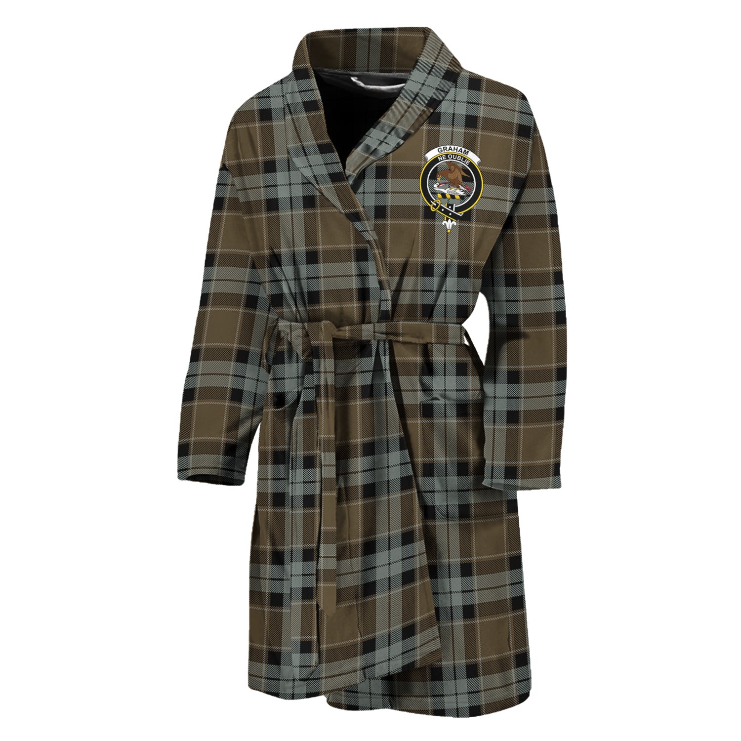 Graham of Menteith Weathered Tartan Bathrobe with Family Crest Unisex M - Tartan Vibes Clothing