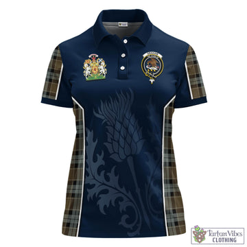 Graham of Menteith Weathered Tartan Women's Polo Shirt with Family Crest and Scottish Thistle Vibes Sport Style