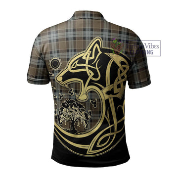 Graham of Menteith Weathered Tartan Polo Shirt with Family Crest Celtic Wolf Style