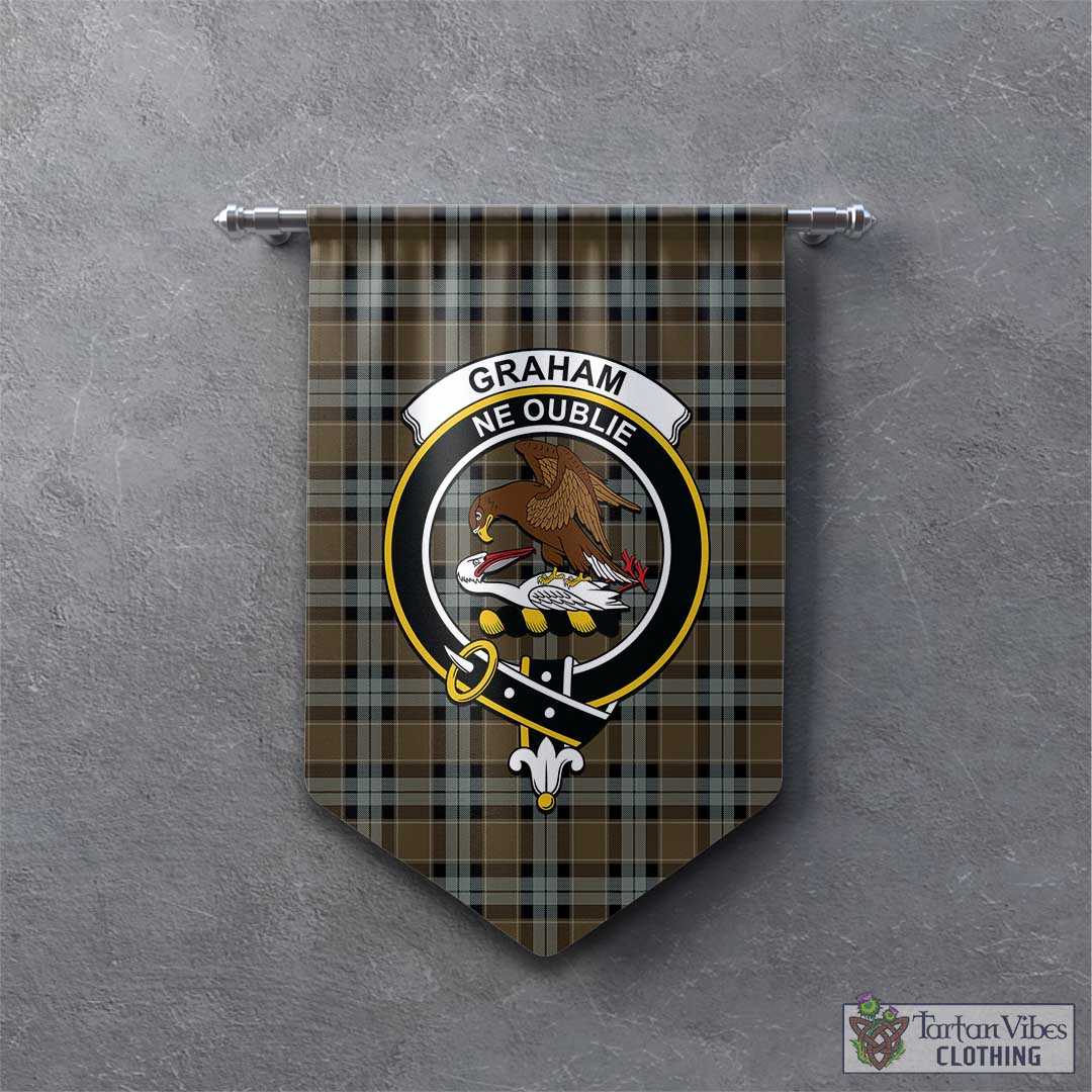 Tartan Vibes Clothing Graham of Menteith Weathered Tartan Gonfalon, Tartan Banner with Family Crest