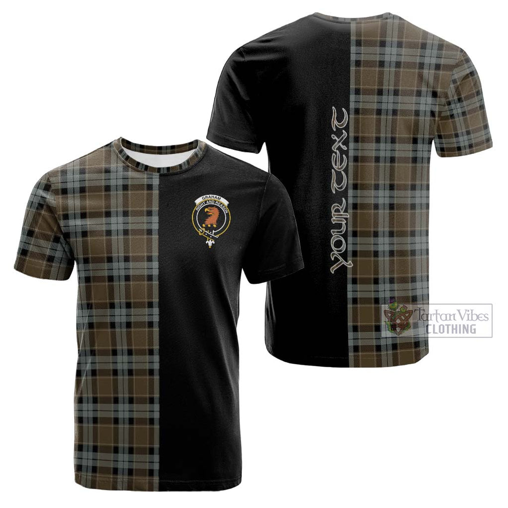 Tartan Vibes Clothing Graham of Menteith Weathered Tartan Cotton T-shirt with Family Crest and Half Of Me Style