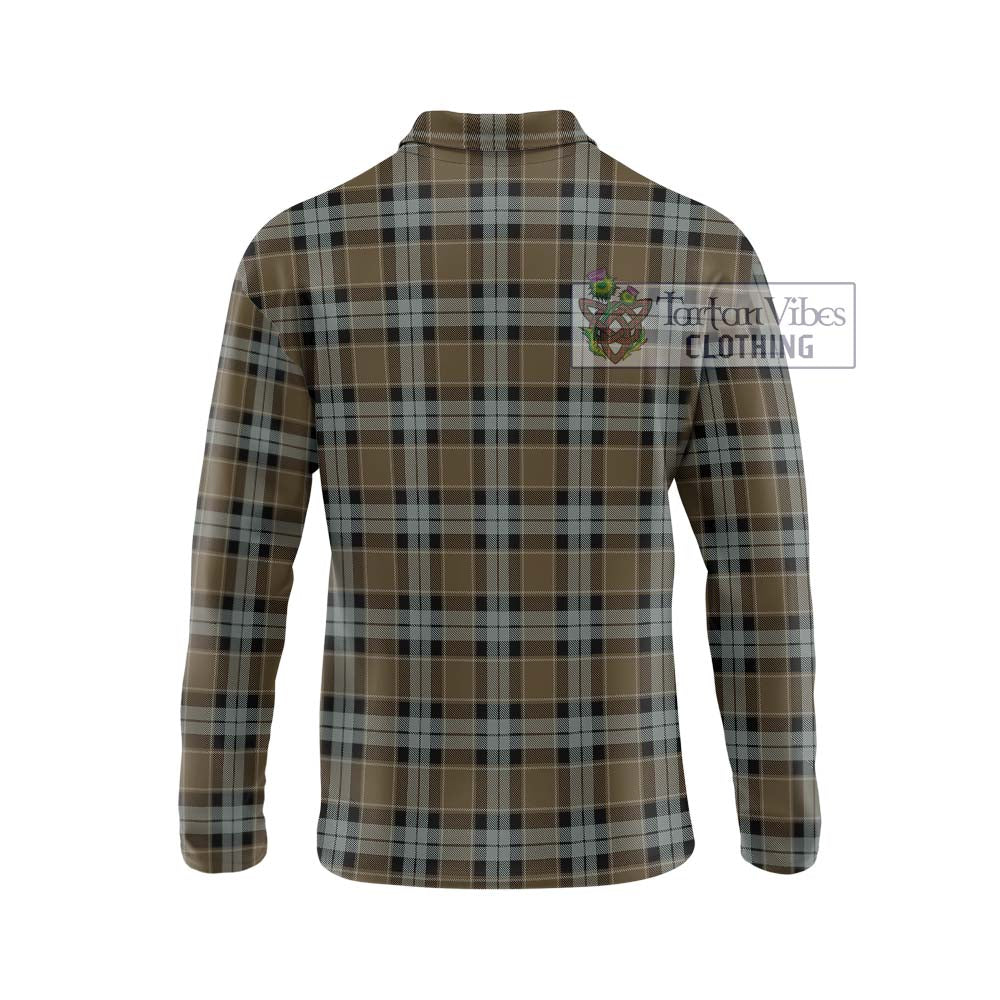 Graham of Menteith Weathered Tartan Long Sleeve Polo Shirt with Family Crest DNA In Me Style - Tartanvibesclothing Shop