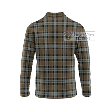 Graham of Menteith Weathered Tartan Long Sleeve Polo Shirt with Family Crest DNA In Me Style