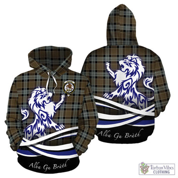 Graham of Menteith Weathered Tartan Hoodie with Alba Gu Brath Regal Lion Emblem