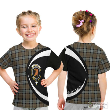 Graham of Menteith Weathered Tartan Kid T-Shirt with Family Crest Circle Style