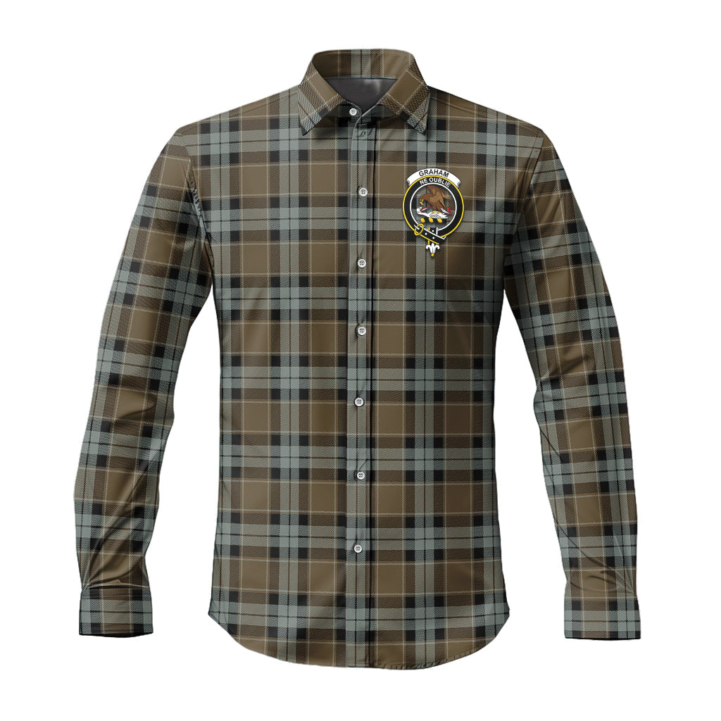 graham-of-menteith-weathered-tartan-long-sleeve-button-up-shirt-with-family-crest