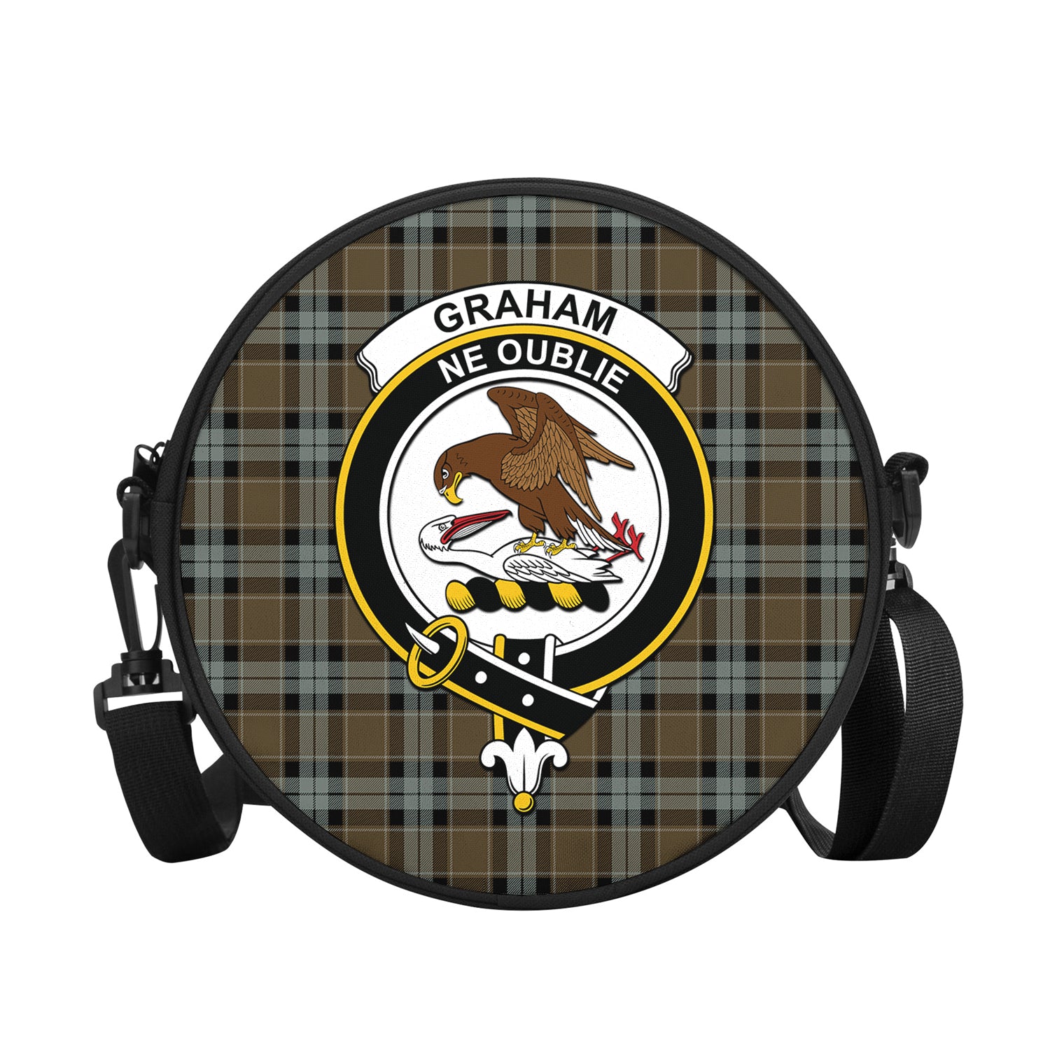 graham-of-menteith-weathered-tartan-round-satchel-bags-with-family-crest