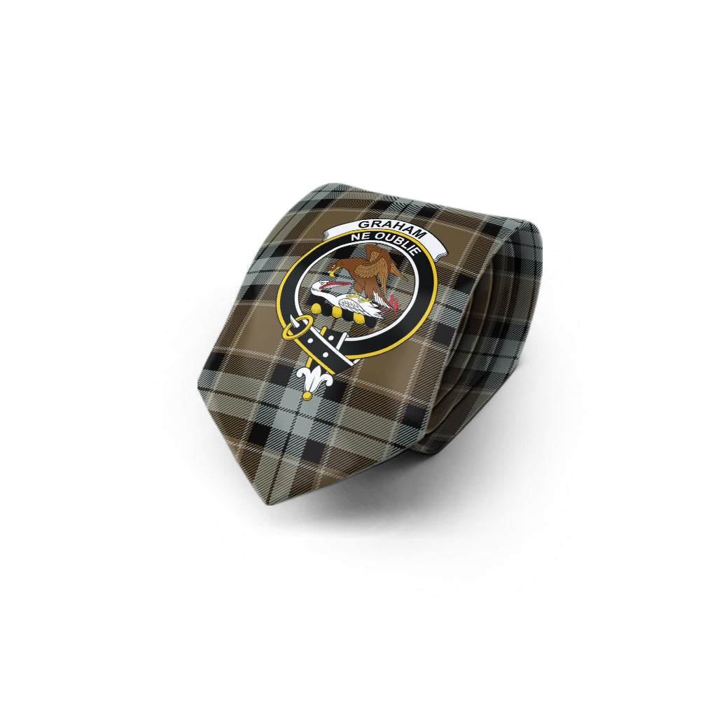 Graham of Menteith Weathered Tartan Classic Necktie with Family Crest - Tartan Vibes Clothing