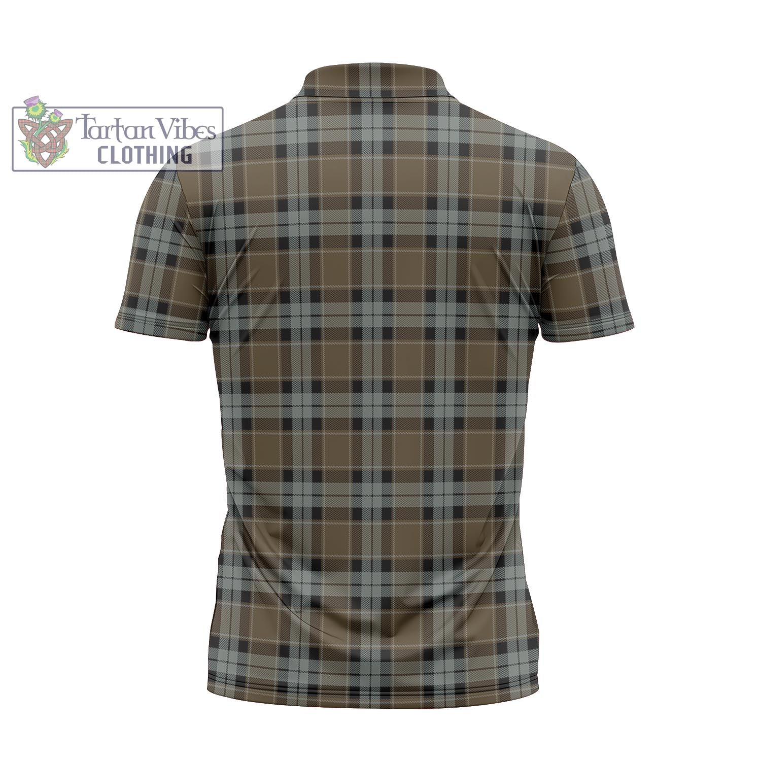 Tartan Vibes Clothing Graham of Menteith Weathered Tartan Zipper Polo Shirt with Family Crest