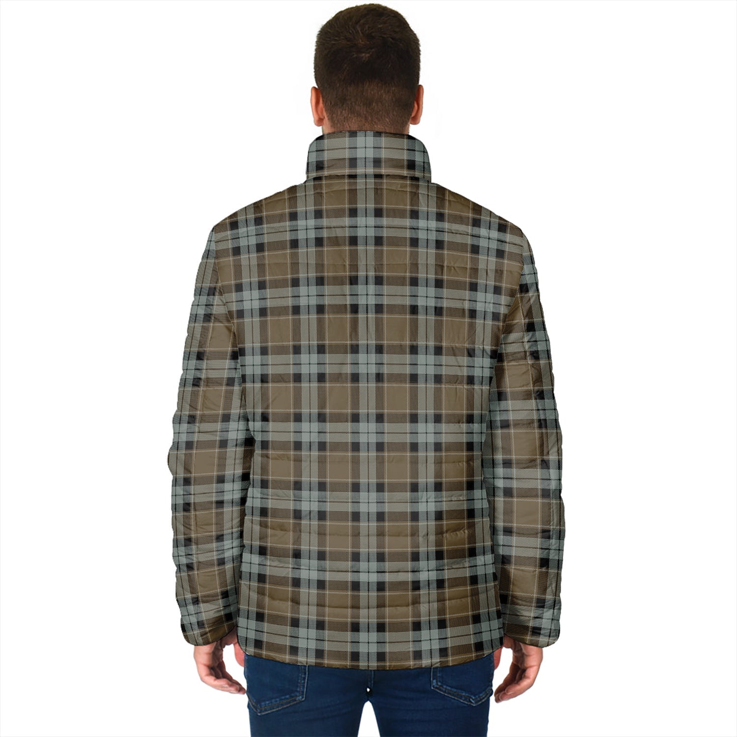 Graham of Menteith Weathered Tartan Padded Jacket with Family Crest - Tartan Vibes Clothing