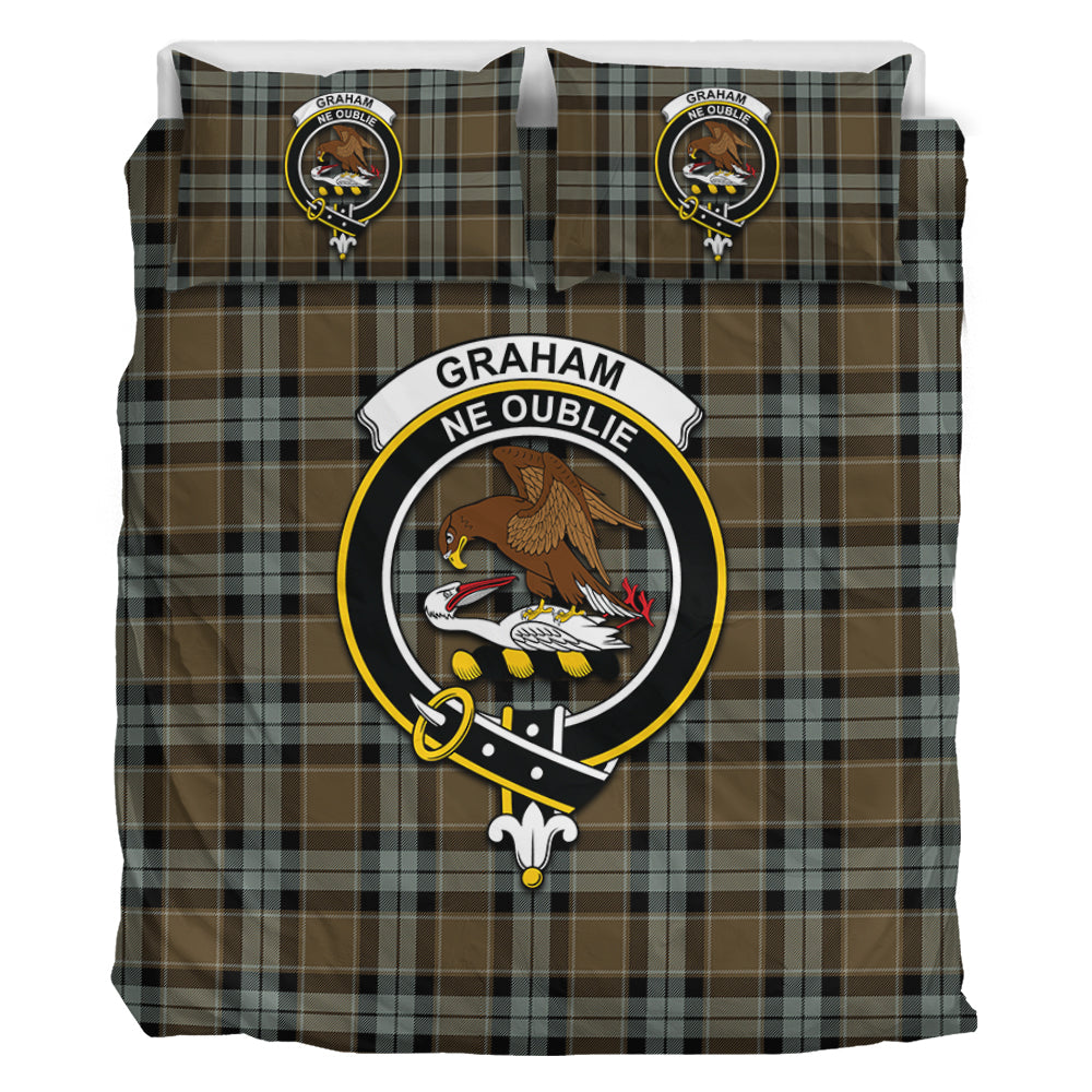 Graham of Menteith Weathered Tartan Bedding Set with Family Crest - Tartan Vibes Clothing