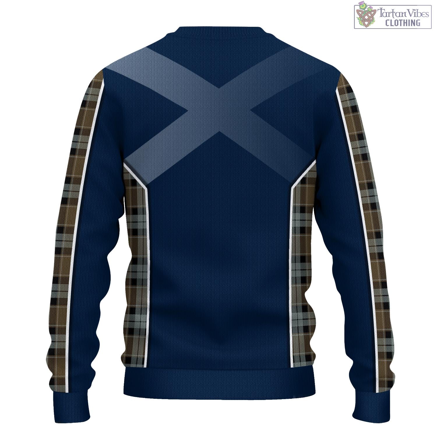 Tartan Vibes Clothing Graham of Menteith Weathered Tartan Knitted Sweatshirt with Family Crest and Scottish Thistle Vibes Sport Style