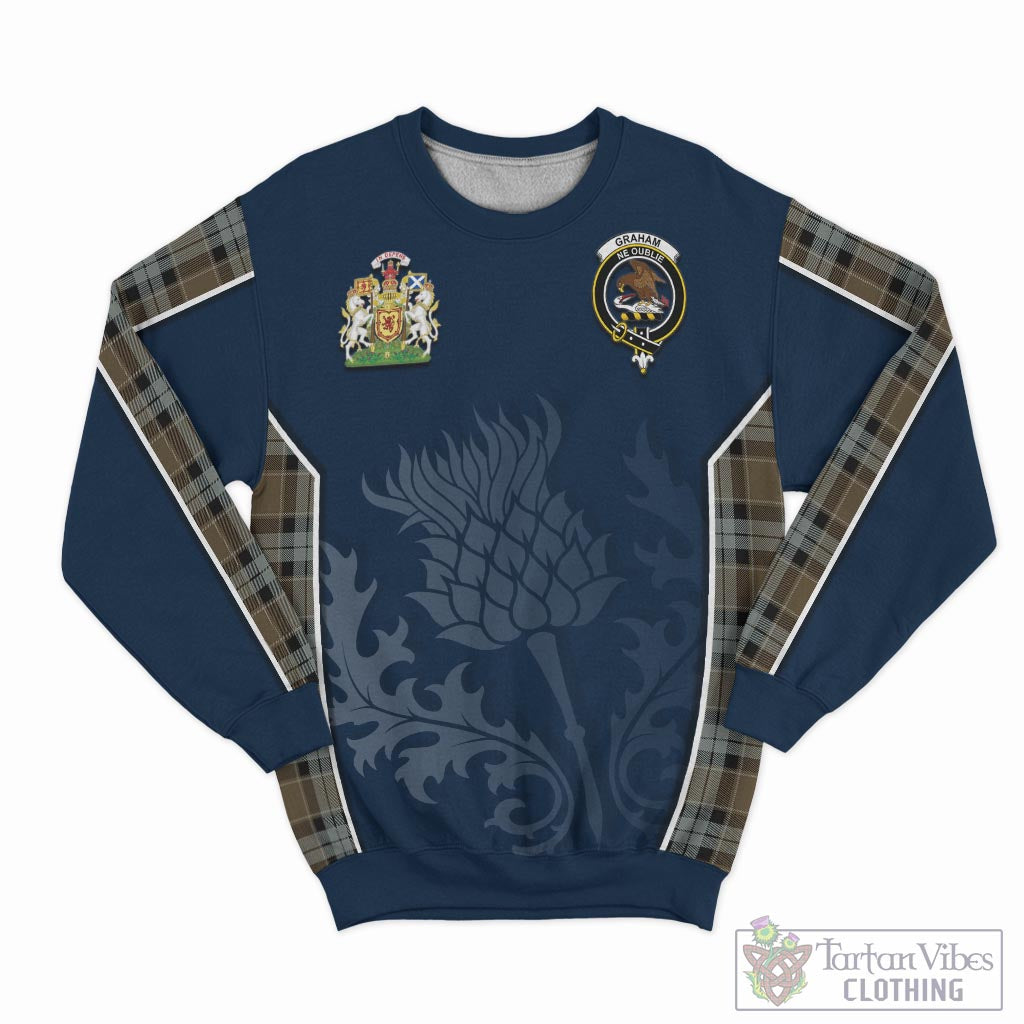 Tartan Vibes Clothing Graham of Menteith Weathered Tartan Sweatshirt with Family Crest and Scottish Thistle Vibes Sport Style