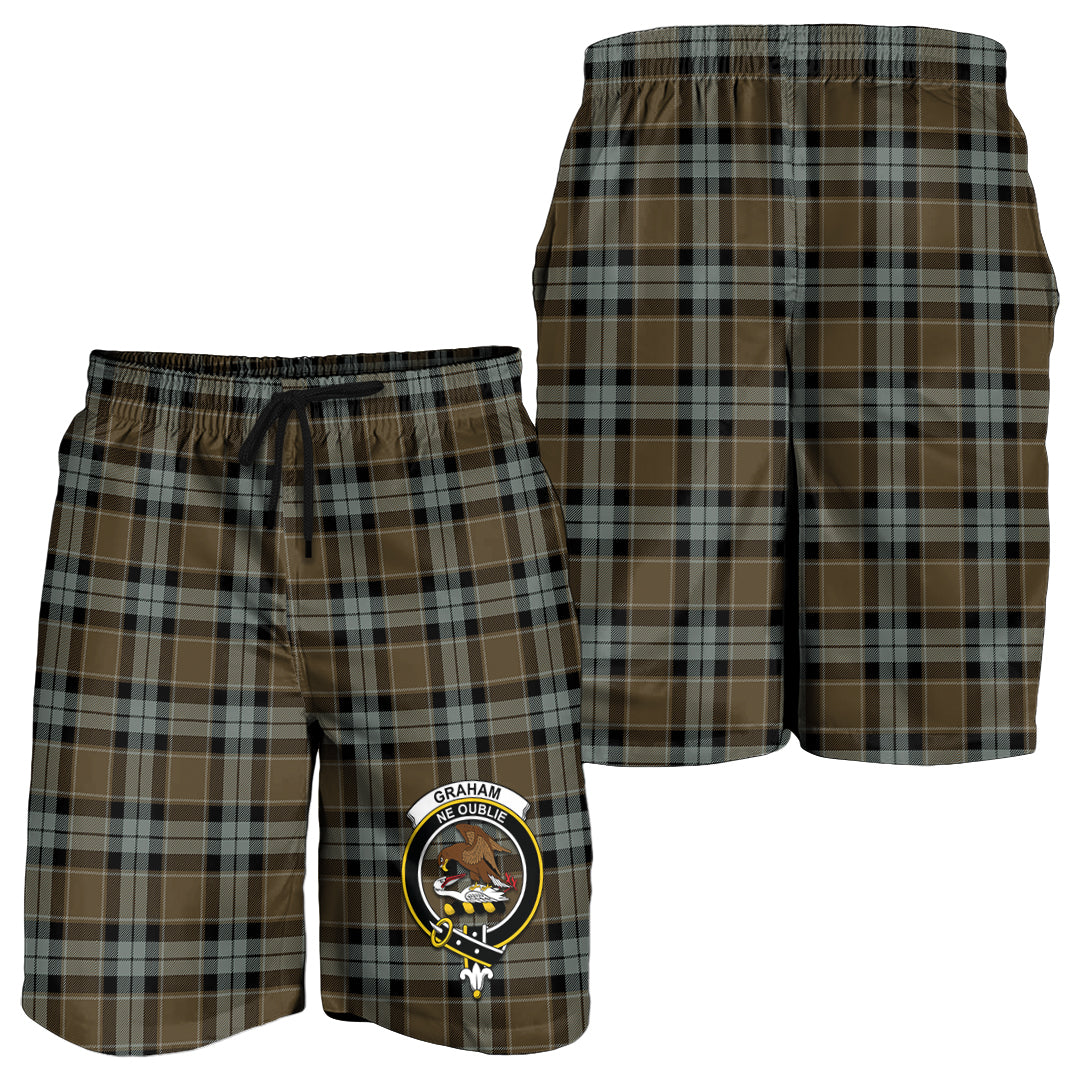 graham-of-menteith-weathered-tartan-mens-shorts-with-family-crest