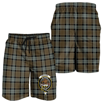 Graham of Menteith Weathered Tartan Mens Shorts with Family Crest