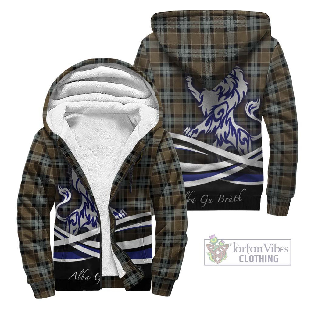 Graham of Menteith Weathered Tartan Sherpa Hoodie with Alba Gu Brath Regal Lion Emblem Unisex - Tartanvibesclothing Shop