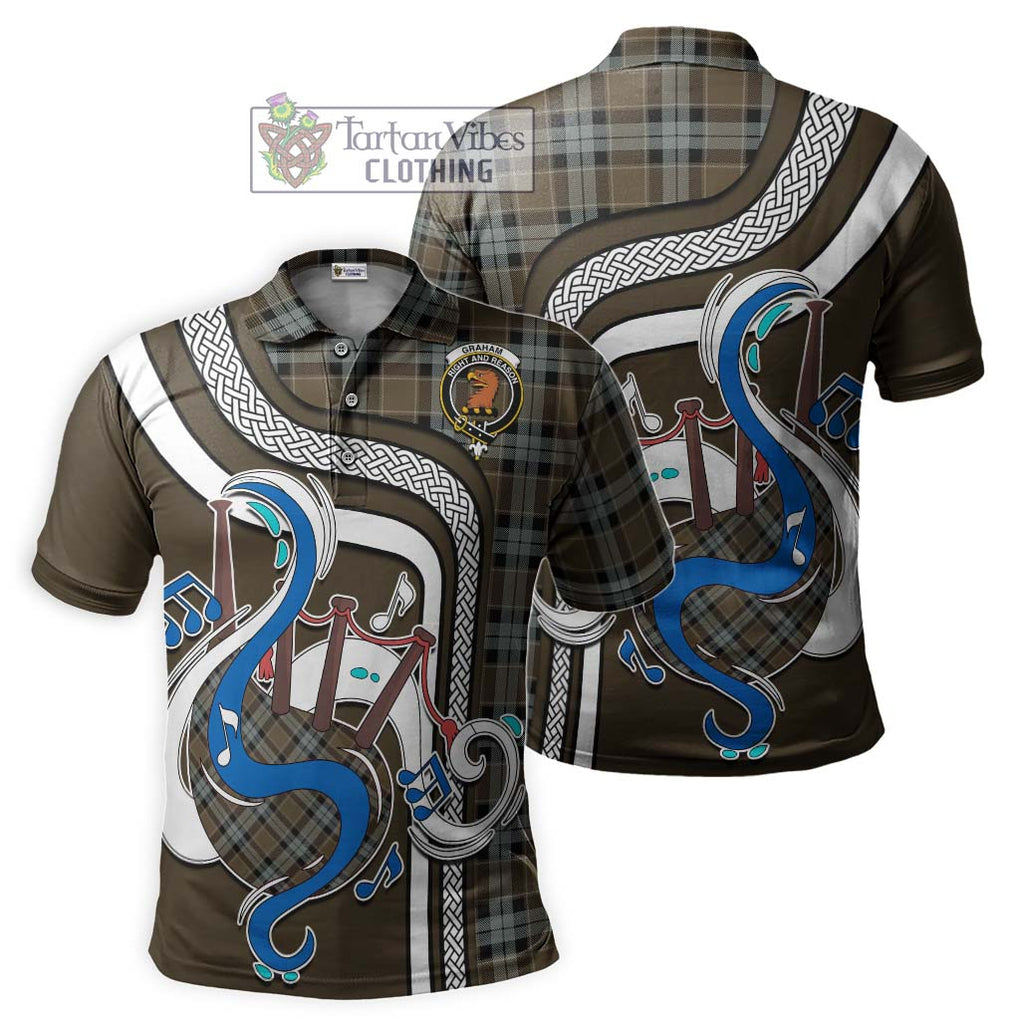 Tartan Vibes Clothing Graham of Menteith Weathered Tartan Polo Shirt with Epic Bagpipe Style