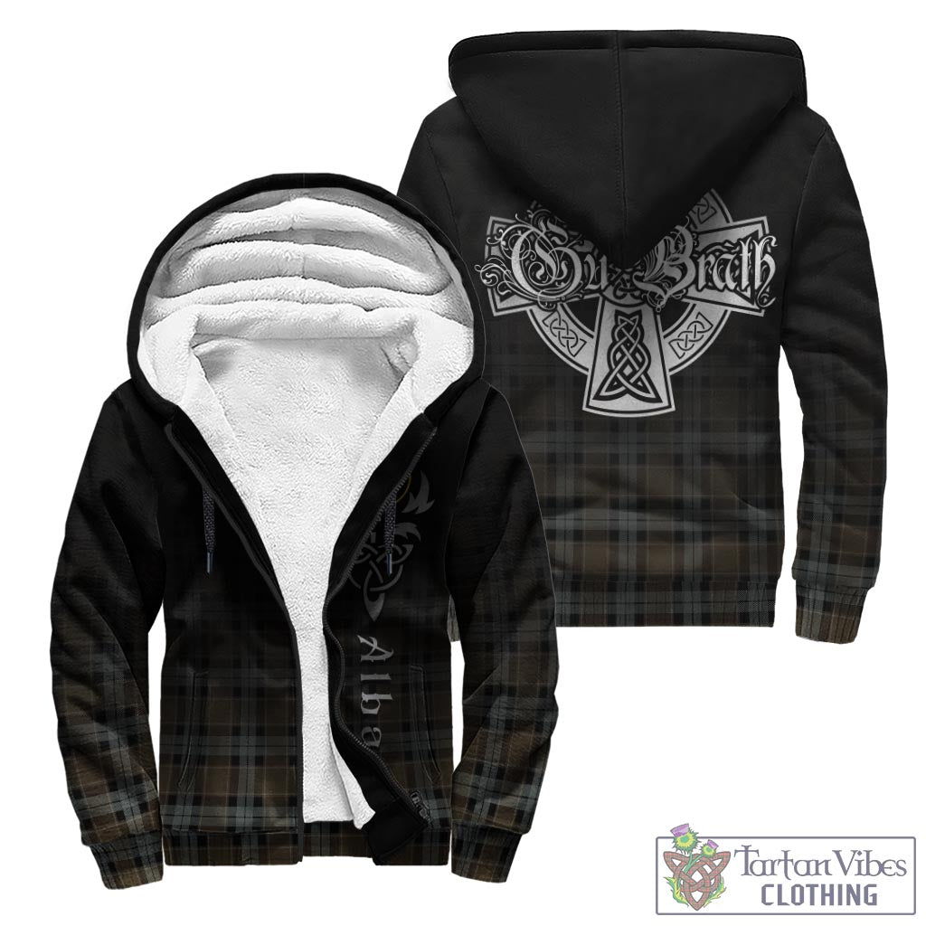 Tartan Vibes Clothing Graham of Menteith Weathered Tartan Sherpa Hoodie Featuring Alba Gu Brath Family Crest Celtic Inspired