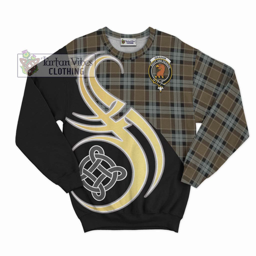 Graham of Menteith Weathered Tartan Sweatshirt with Family Crest and Celtic Symbol Style - Tartan Vibes Clothing