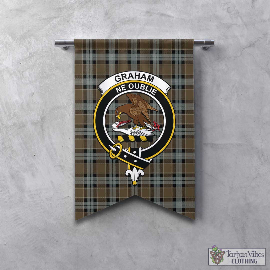 Tartan Vibes Clothing Graham of Menteith Weathered Tartan Gonfalon, Tartan Banner with Family Crest