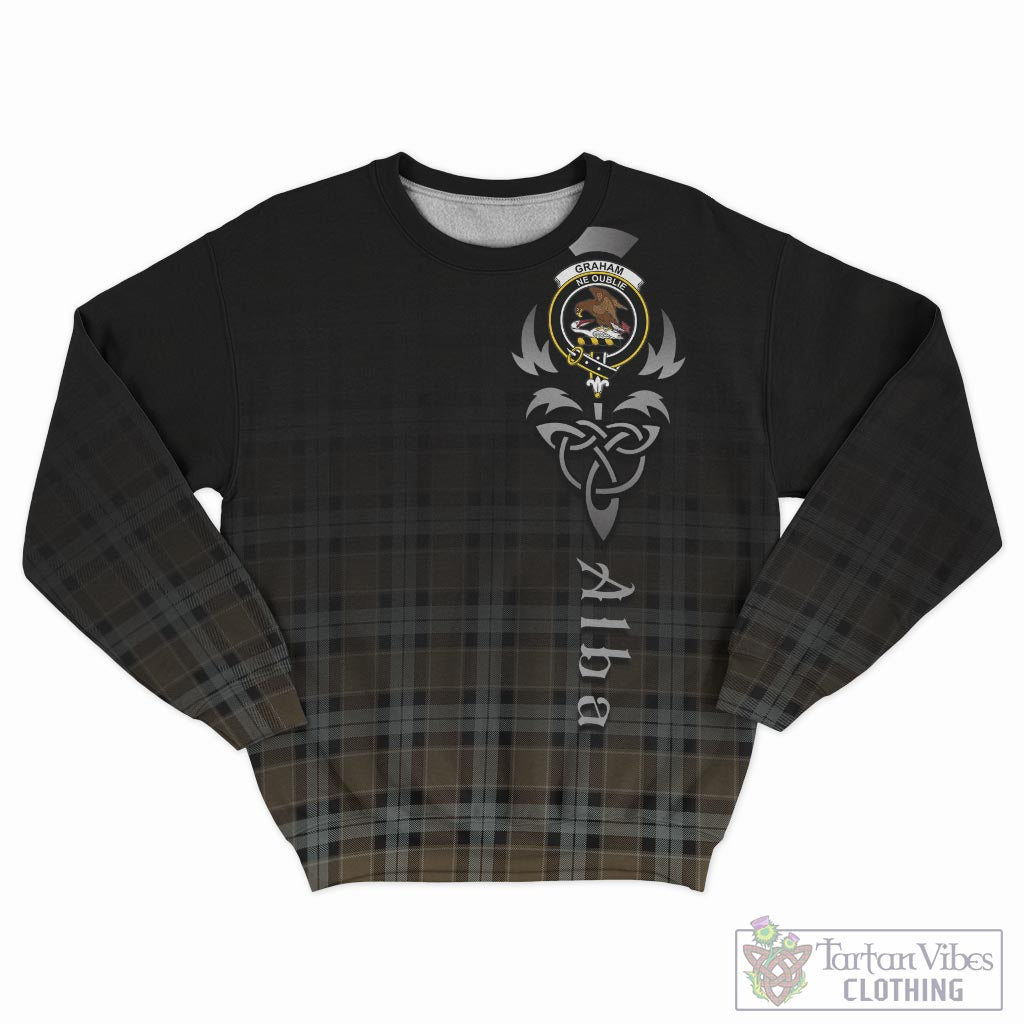 Tartan Vibes Clothing Graham of Menteith Weathered Tartan Sweatshirt Featuring Alba Gu Brath Family Crest Celtic Inspired