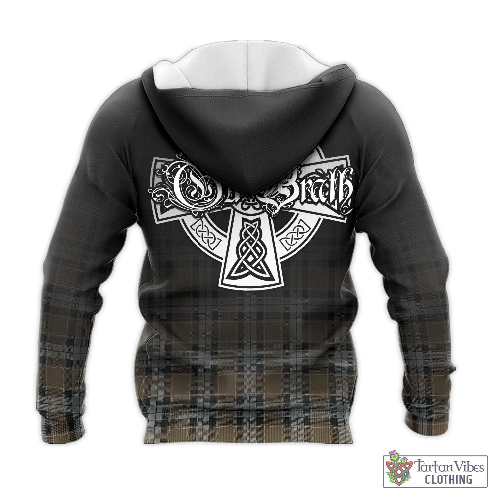 Tartan Vibes Clothing Graham of Menteith Weathered Tartan Knitted Hoodie Featuring Alba Gu Brath Family Crest Celtic Inspired