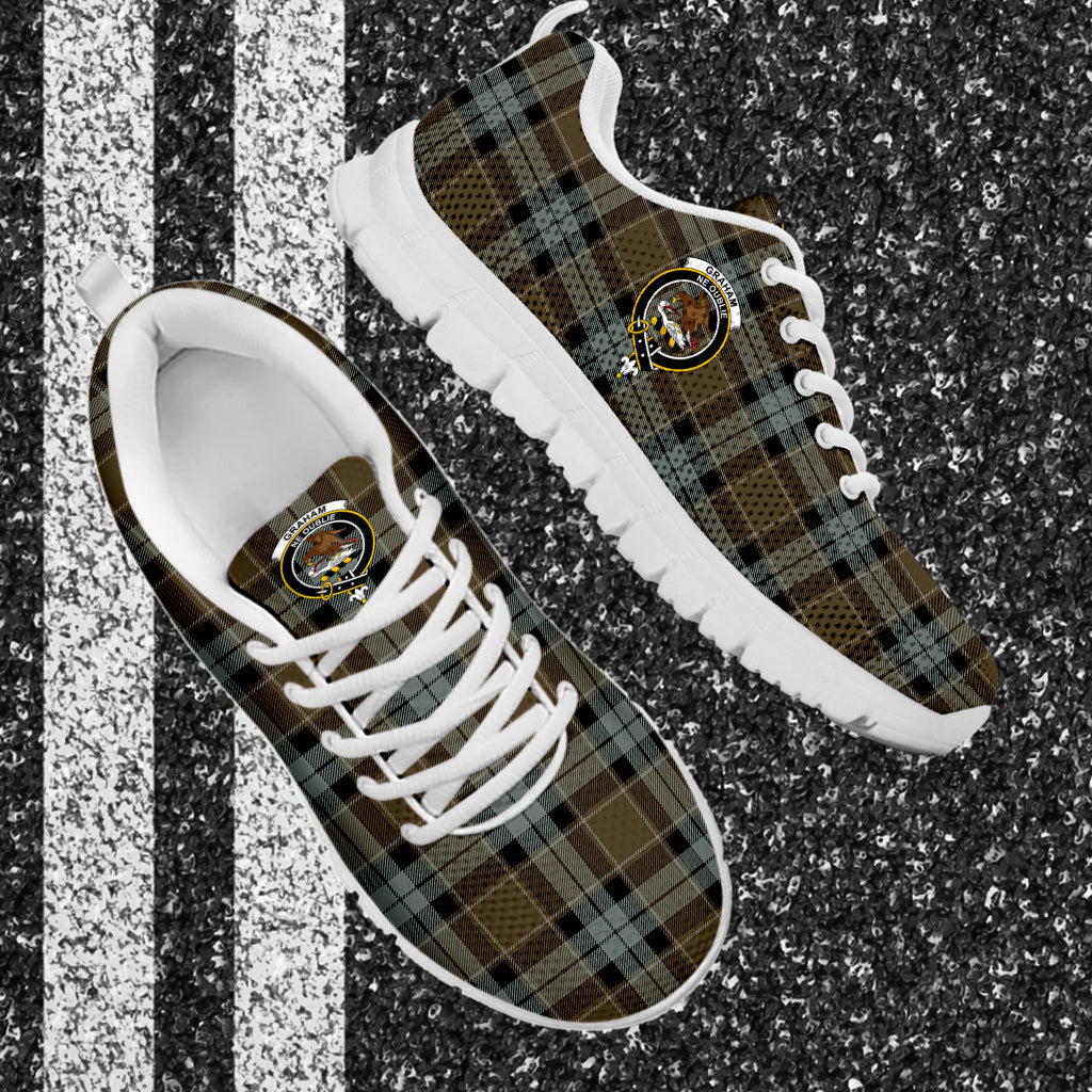 Graham of Menteith Weathered Tartan Sneakers with Family Crest - Tartan Vibes Clothing