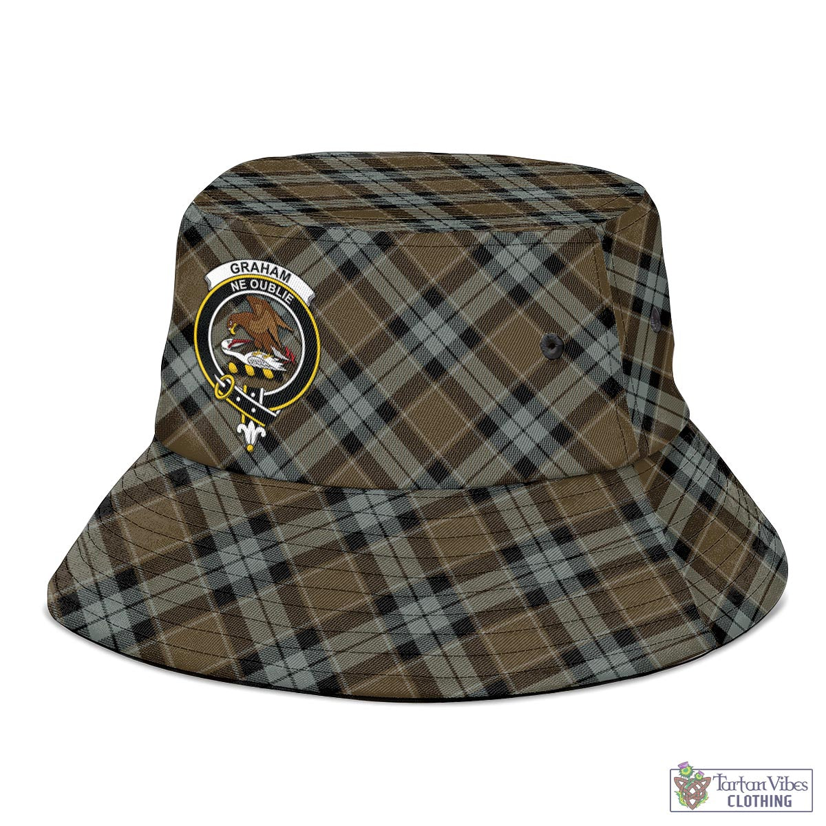 Tartan Vibes Clothing Graham of Menteith Weathered Tartan Bucket Hat with Family Crest