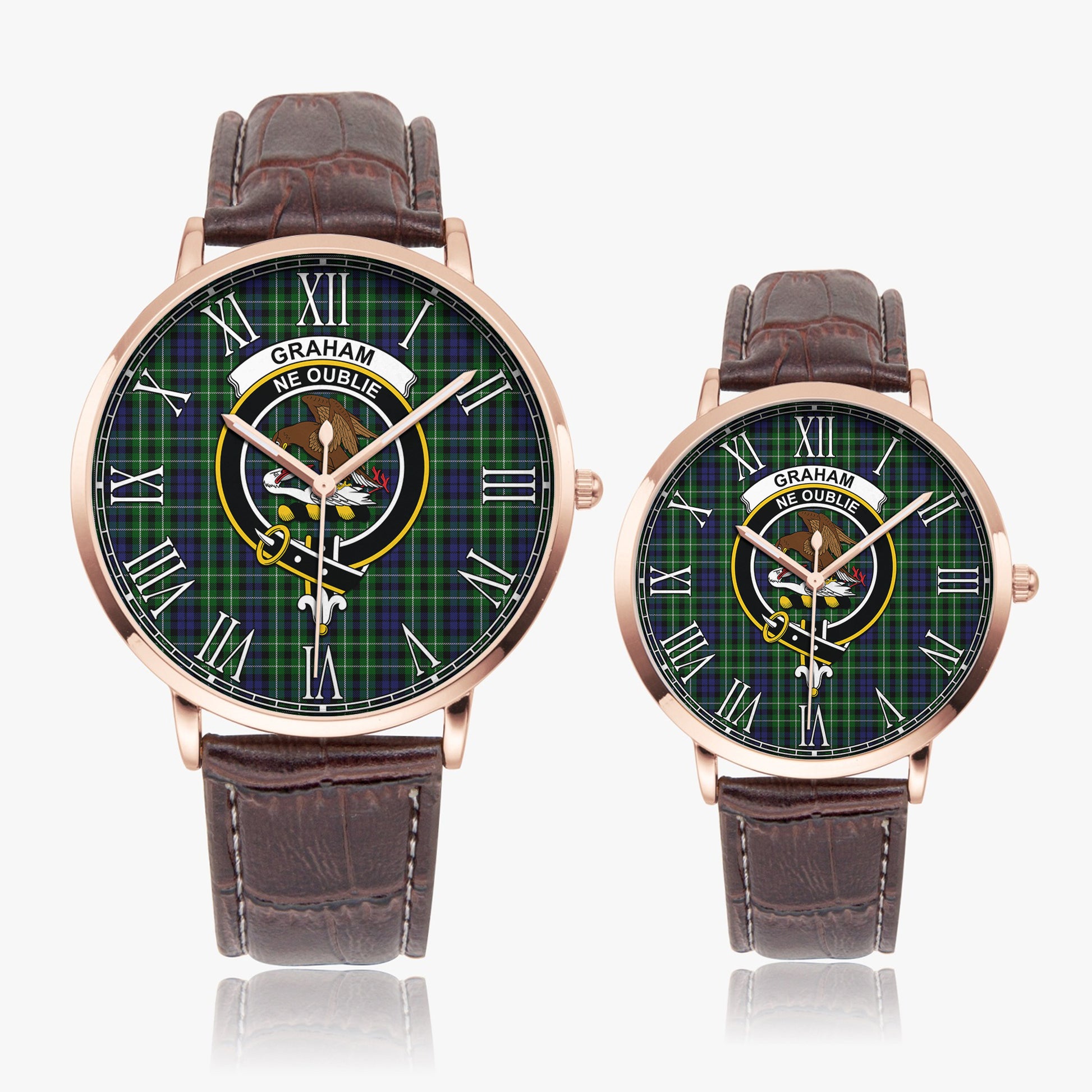 Graham of Montrose Tartan Family Crest Leather Strap Quartz Watch - Tartanvibesclothing