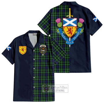 Graham of Montrose Tartan Short Sleeve Button Shirt Alba with Scottish Lion Royal Arm Half Style