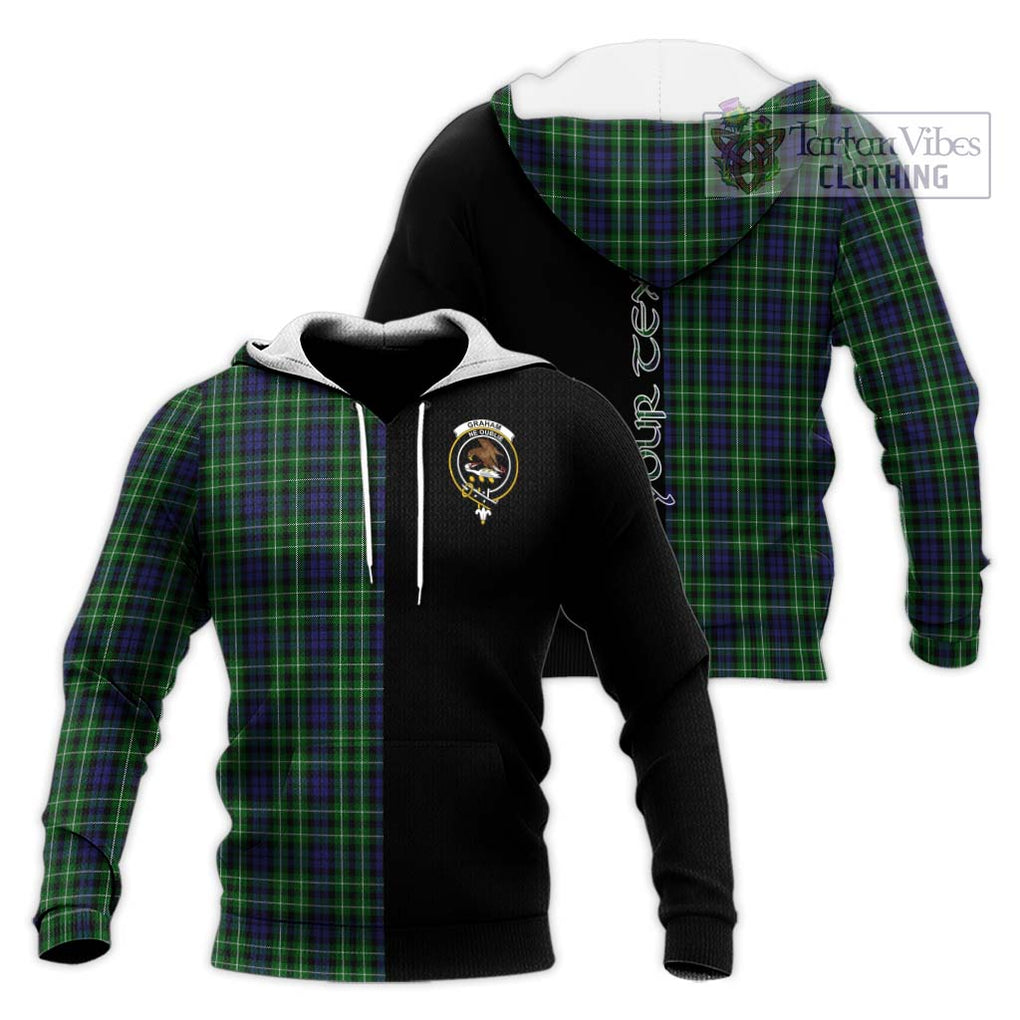 Graham of Montrose Tartan Knitted Hoodie with Family Crest and Half Of Me Style Unisex Knitted Pullover Hoodie - Tartanvibesclothing Shop