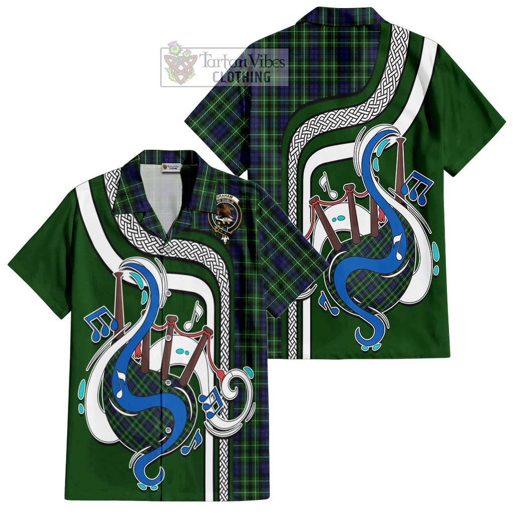 Graham of Montrose Tartan Short Sleeve Button Shirt with Epic Bagpipe Style Kid - Tartanvibesclothing Shop