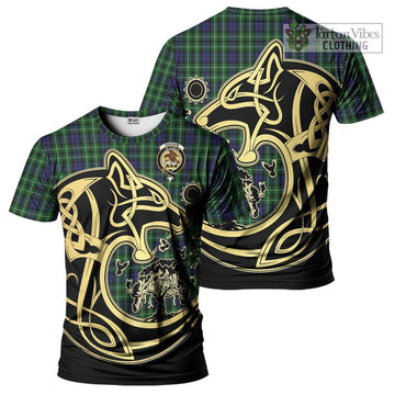 Graham of Montrose Tartan T-Shirt with Family Crest Celtic Wolf Style