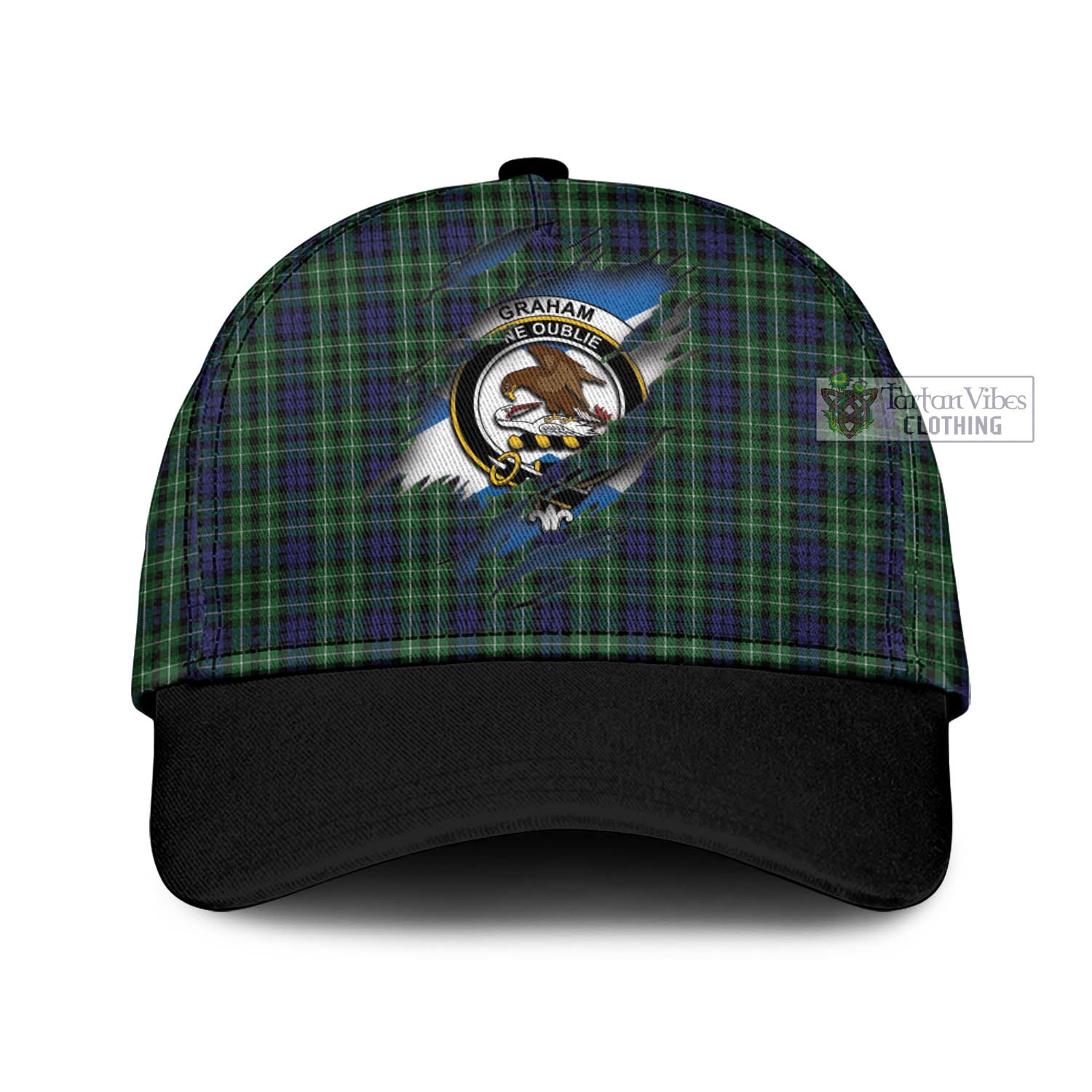 Tartan Vibes Clothing Graham of Montrose Tartan Classic Cap with Family Crest In Me Style