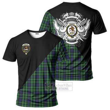 Graham of Montrose Tartan T-Shirt with Family Crest and Military Logo Style