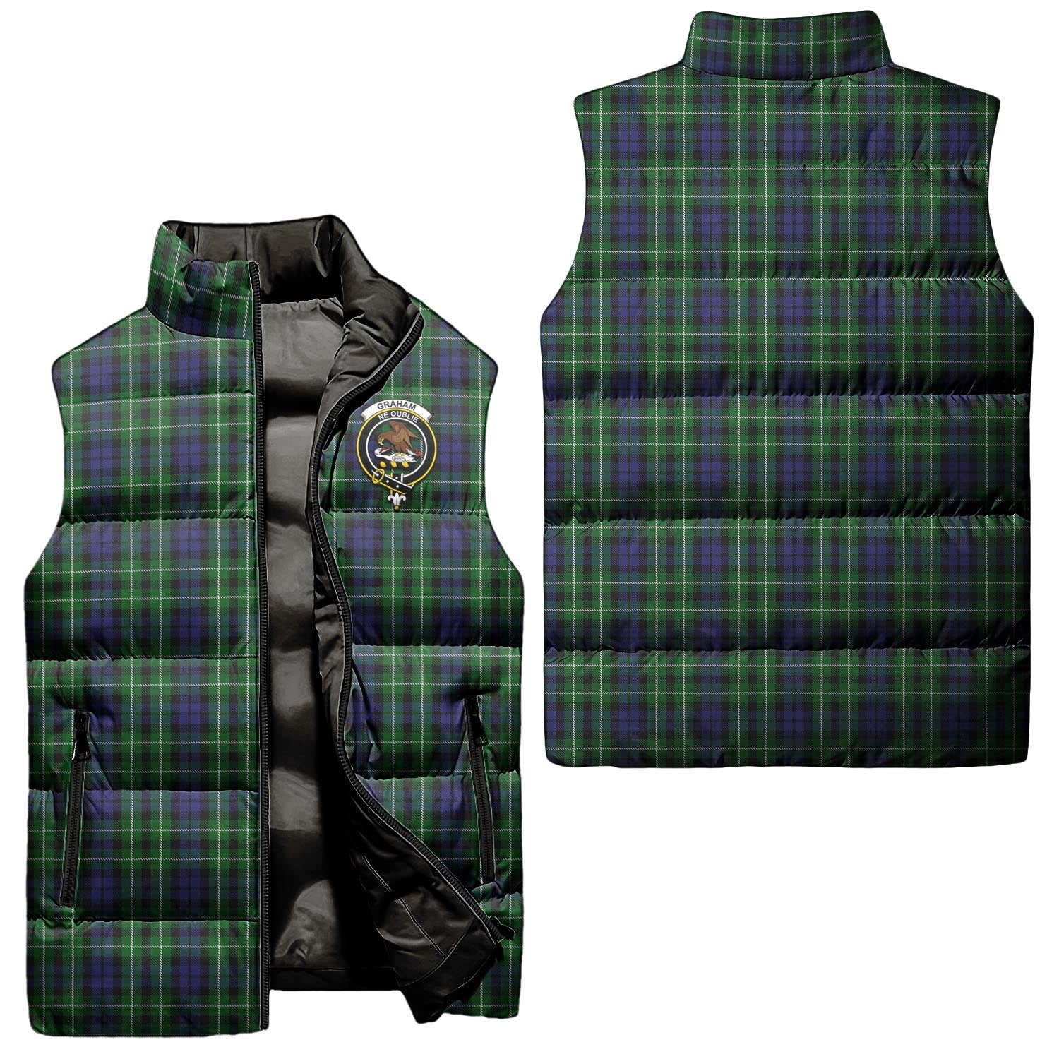 Graham of Montrose Tartan Sleeveless Puffer Jacket with Family Crest Unisex - Tartanvibesclothing