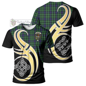 Graham of Montrose Tartan T-Shirt with Family Crest and Celtic Symbol Style