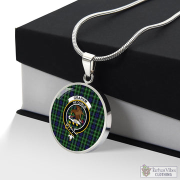 Graham of Montrose Tartan Circle Necklace with Family Crest