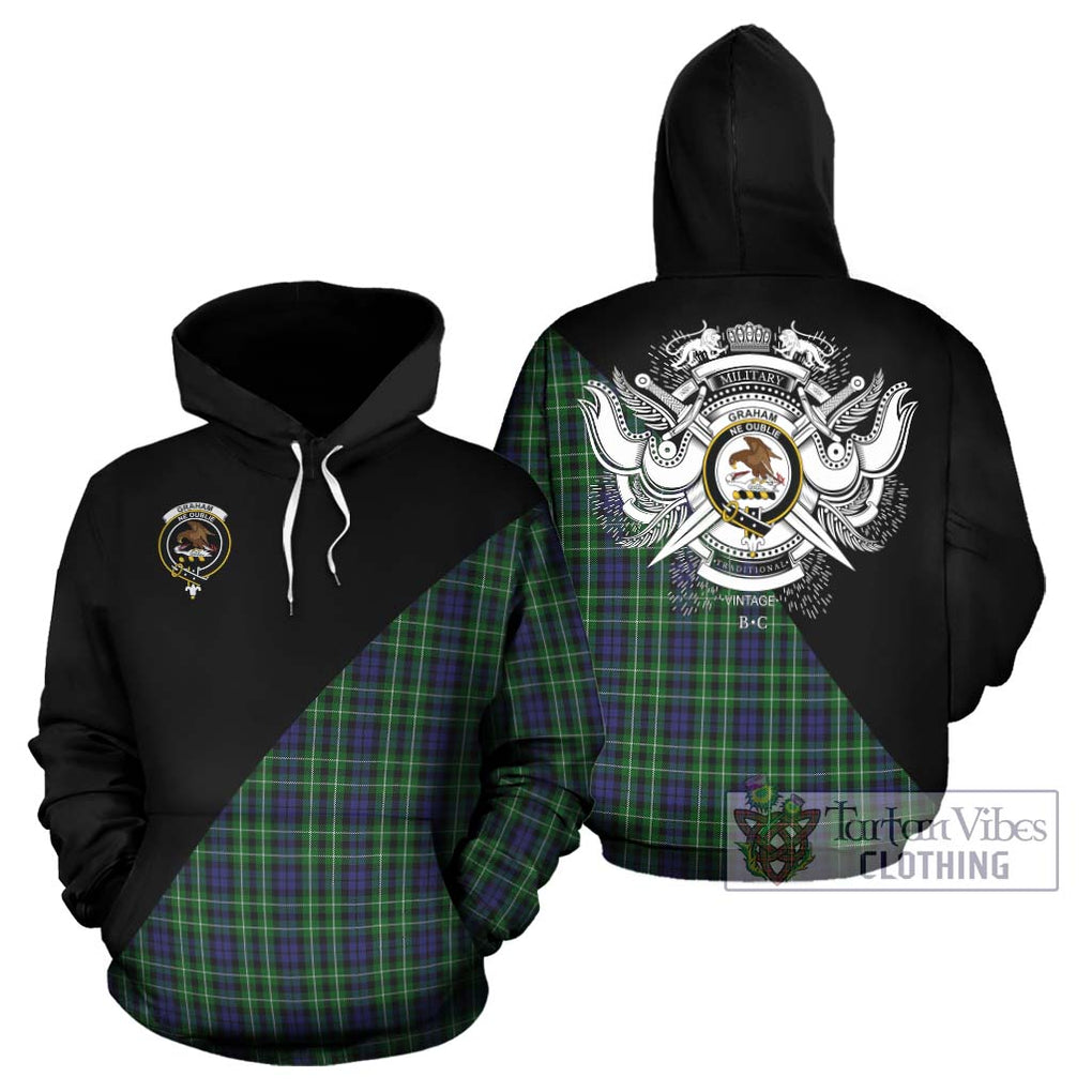 Graham of Montrose Tartan Hoodie with Family Crest and Military Logo Style Zip Hoodie - Tartanvibesclothing Shop