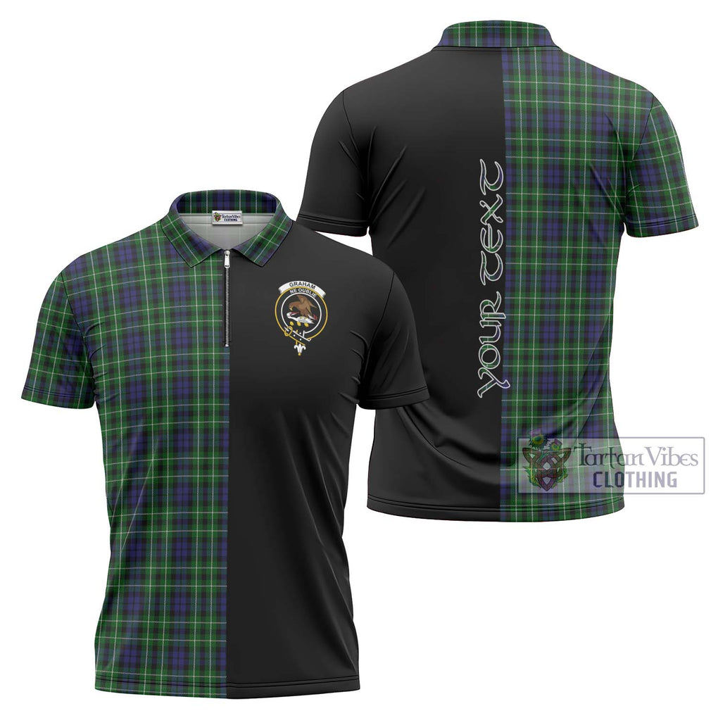 Graham of Montrose Tartan Zipper Polo Shirt with Family Crest and Half Of Me Style Unisex - Tartanvibesclothing Shop