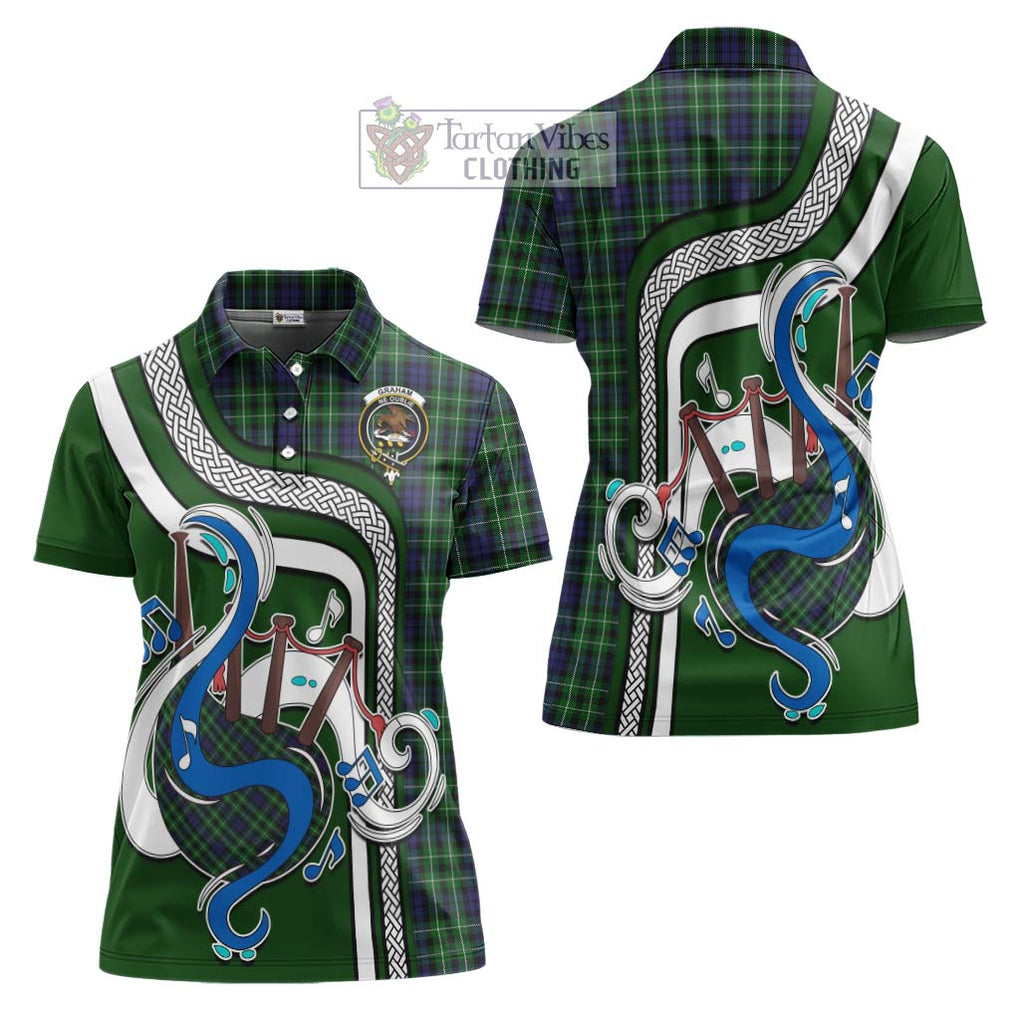 Graham of Montrose Tartan Women's Polo Shirt with Epic Bagpipe Style Women - Tartanvibesclothing Shop