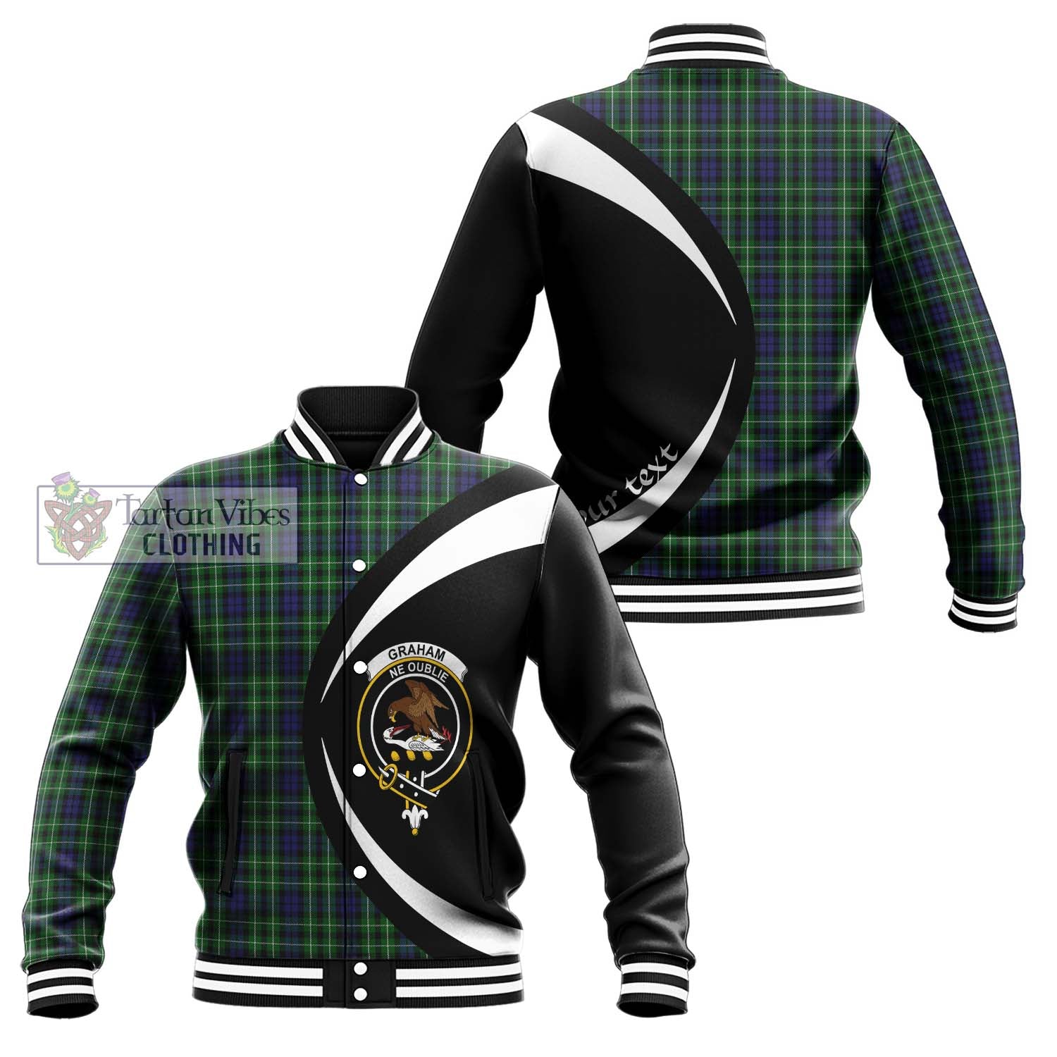 Graham of Montrose Tartan Baseball Jacket with Family Crest Circle Style Unisex - Tartan Vibes Clothing