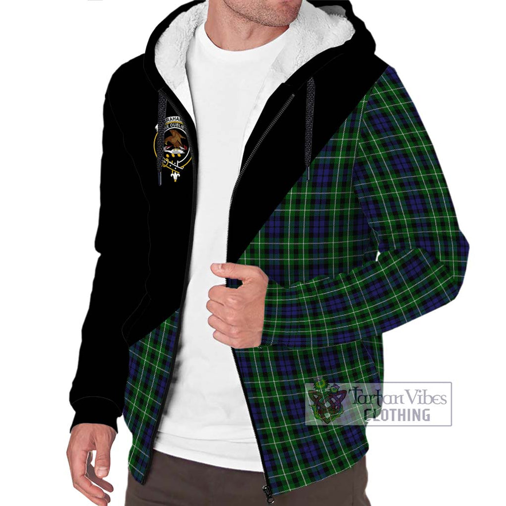 Graham of Montrose Tartan Sherpa Hoodie with Family Crest and Military Logo Style Unisex S - Tartanvibesclothing Shop