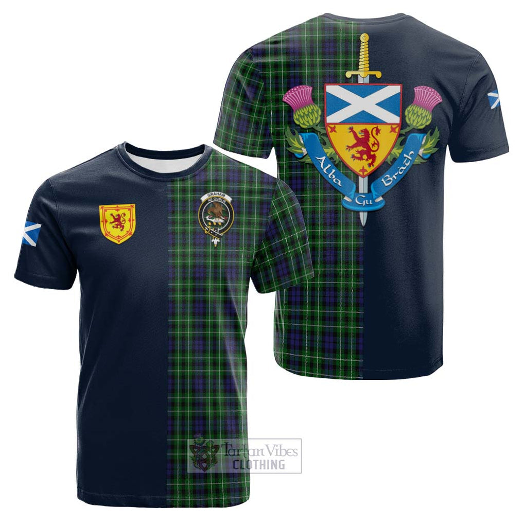 Tartan Vibes Clothing Graham of Montrose Tartan Cotton T-shirt with Scottish Lion Royal Arm Half Style